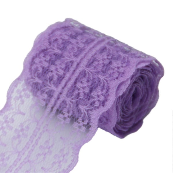 10 m pitsinauharulla, 4,5 cm leveä, ei-elastinen, värikäs pitsi, DIY-kirjailukoriste ompeluun, violetti