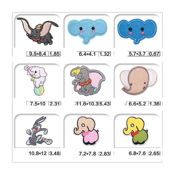Broderede Iron-On Patches Sæt med 9 til gør-det-selv-tilpasning af børne- og voksentøj