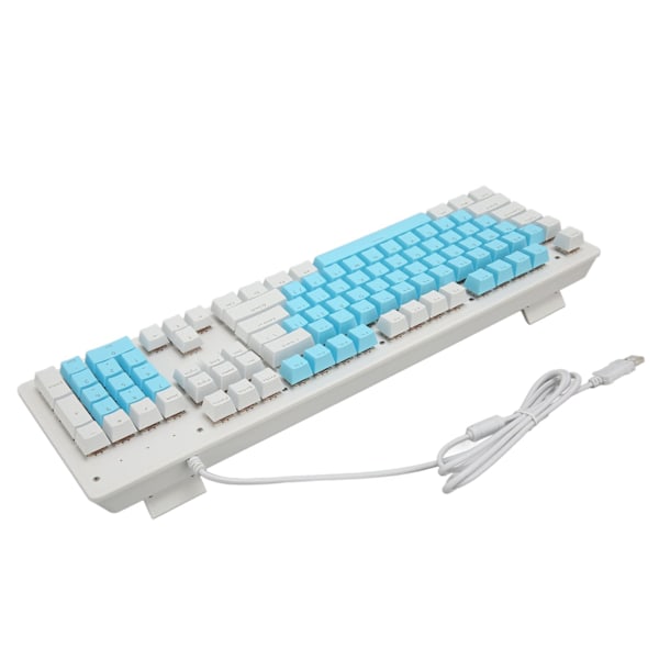 Speltangentbord USB 104 tangenter mekanisk brytare RGB bakgrundsbelyst 4,9 fot kabel trådbundet tangentbord för stationär bärbar dator Röd brytare (blå vita tangentbord)