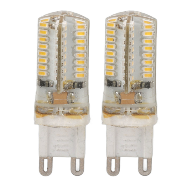2 st G9 LED-lampor Professionella 64LEDs Hög Ljusstyrka Keramik Ljuskällor för Kronljusbelysning 3W AC110V