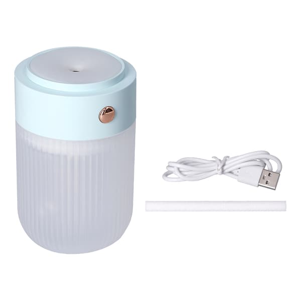 Cool Mist Luftfugter Mini Bærbar 250 ml USB Ultra Stille Diffuser med Farverigt Natlys Blå