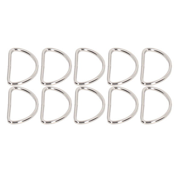 100 st Metall D-ringar Släta Ytor Klassisk Look Metallringar Spänne för DIY Bälten Resväskor Handväskor Ryggsäckar Silver
