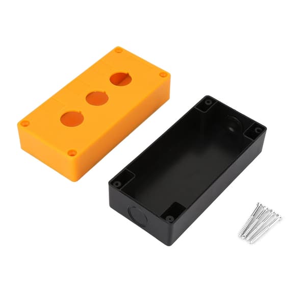 BX3 22mm Tre-hulls trykknappbryter Kontroll Beskyttelsesboks Vanntett (Gul)