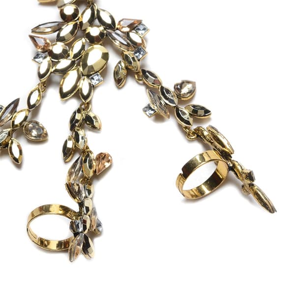 Kvinnor Vacker Rhinestone Dekoration Legering Ring Armband (Guld)