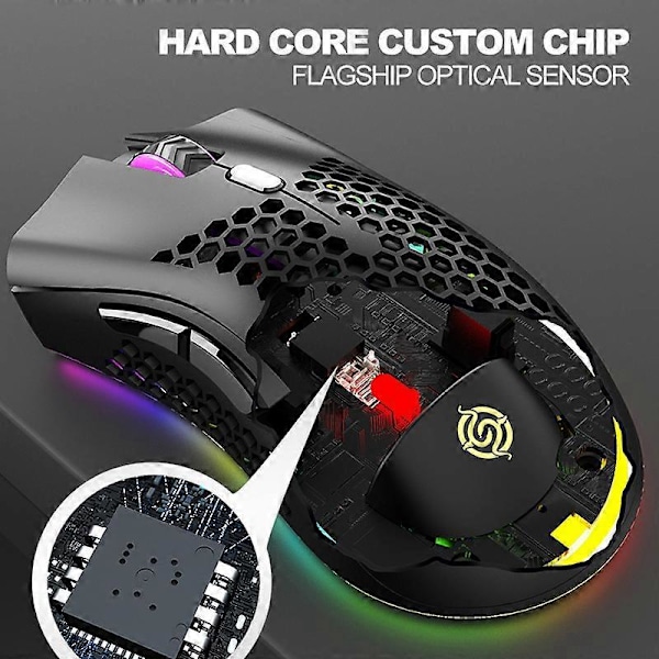 7 Knapper Datamus 200-12000 DPI Justerbar Lett Kablet Gamingmus Ergonomisk Hul Gamer Mus