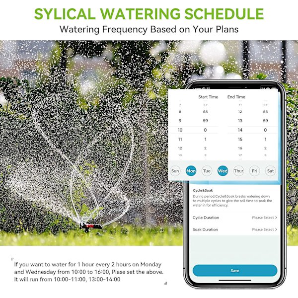 Bluetooth Sprinkler Timer for Utendørsbruk 60m Rekkevidde Digital Vanning Timer for Hage Slange og Plen