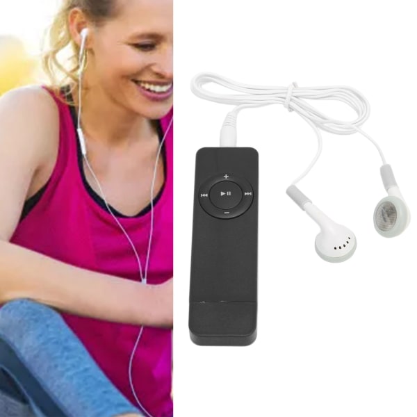 MP3-spelare Stöd för förlustfritt ljud Upp till 64 GB minimusikspelare för studenter som kör Travel Black