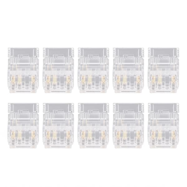 10 stk. COB LED-strip til ledningsforbindelse 10 mm 3-benet gennemsigtig loddefri LED-lysbåndforbindelse til hjem, skole, kontor