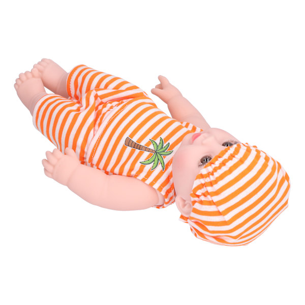 Interaktiv babydocka mjuk vinylkropp nyfödd babydocka simuleringsbabydocka orange