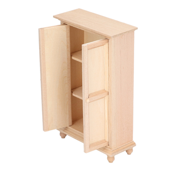 1:12 Dukkehus Garderobe Træ Miniature Soveværelse Stue Scene Dobbelt Dør Skab Møbler Tilbehør