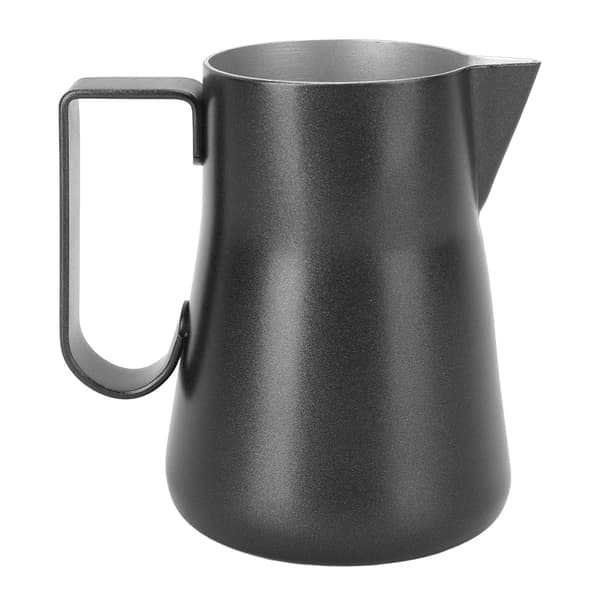 Mælkeskummerkande i rustfrit stål, kande til opskumning, blandekop til kaffedrikke 350 ml sort