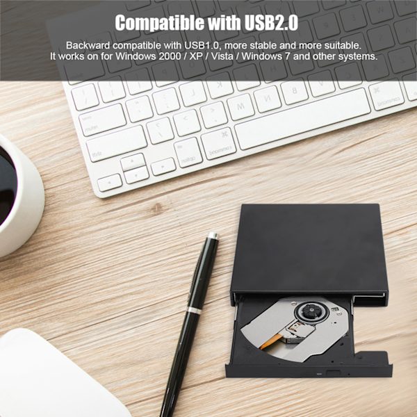 USB2.0 DVd RW kannettava tietokone pöytätietokone CD-ROM optinen asema, musta Windows 2000/Xp Vista Windows 7