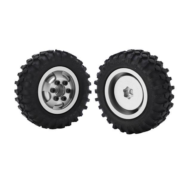 2 kpl/setti 55 mm metalliset vanteet ja renkaat Axial SCX24 1/24 RC-autoon, hopeanväriset