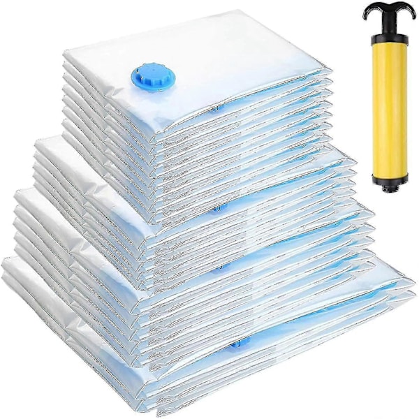 Vakuumförvaringspåsar för kläder med pump, 10-pack i 4 olika storlekar, Vakuum