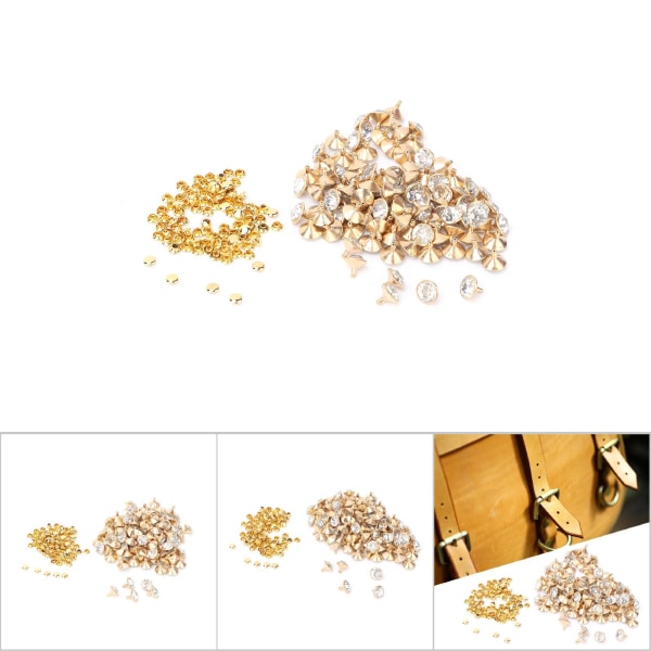 Kangas Crystal Inlay Rapid niitit 12mm Spots Studs Cap DIY-nahka-askartelukoristeluun (hopea)