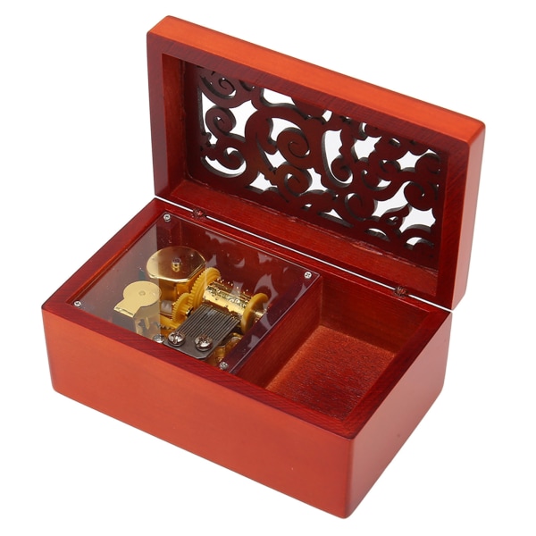 Tremusikkboks Klassisk retro hult Enkel betjening Utsøkt Pinewood Clockwork Music Box for hjemmebilkontor