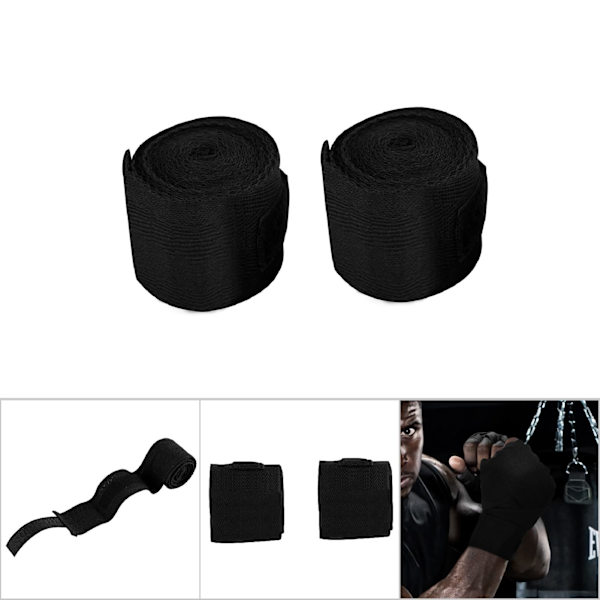 2 st/set 2,5 m bomullsbandage handlindor för boxning kickboxning muay thai (svart)