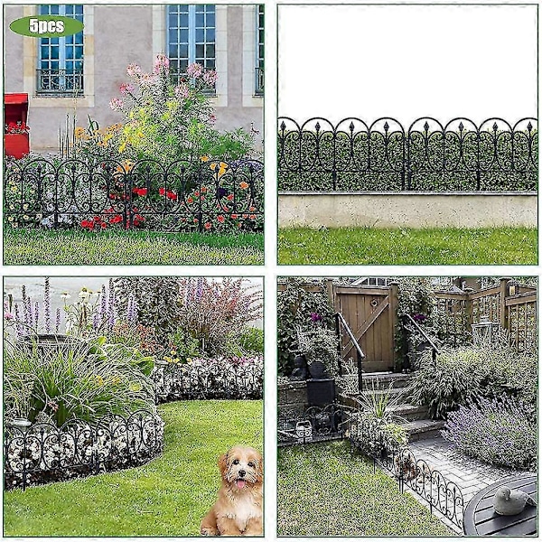 5 Pakke Dekorativt Hagegjerde Rustfritt Jern Landskap Tråd Sammenleggbart Gjerde Kant Terrasse Blomsterbed
