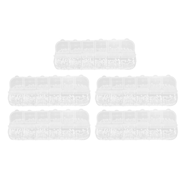 5 stk Nail Art perlesæt 12 rum 2 mm 2,5 mm 3 mm 4 mm DIY Stilfuldt Elegant hvid flad bagside halvrunde perlesæt