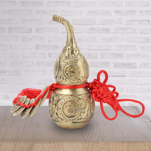 Ren messing Wu Lou Cucurbit-græskar Home Decoration Symbol for Held og Treasure