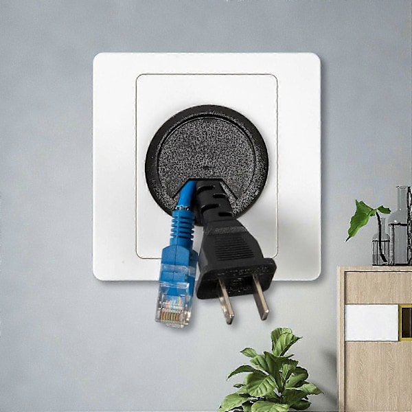 2 stk. 50 mm Diameter Skrivebordskabel Ledning Kabel Grommets Hul Dækning Sort