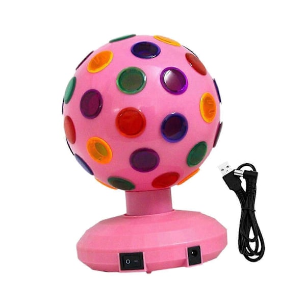 Discolampa RGB LED Stroboskopljus Kompakt Storlek 360 Rotation Party Lampa USB Plug Play för Födelsedag Hotell Bar Dekorationer rosa