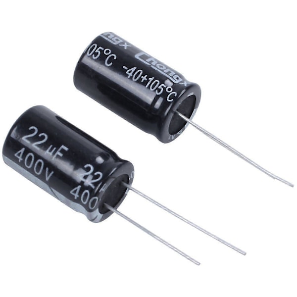 10 stk. 22uF 400V 105C Elektrolytkondensatorer Sort 13mm x 21mm