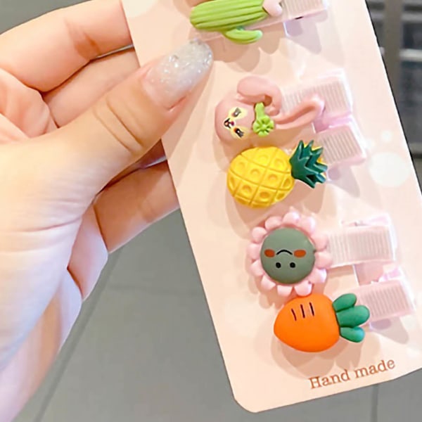 10 st tecknade hårklämmor set tecknade söta utsökta mix färgglada stift hår accessoarer för flickor baby typ 1