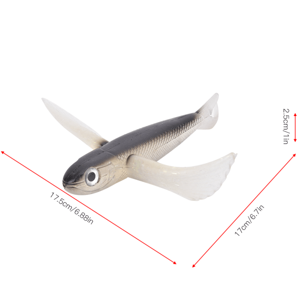 6,7-tums simulerad flugvingefisk, konstgjord mjukbete, tillbehör för fiskeredskap Svart