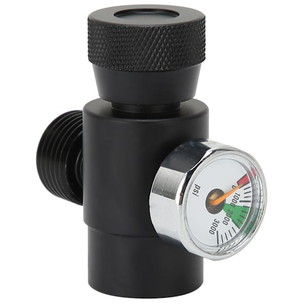 CO2-cylinderpåfyllningsadapterkontakt CGA320 // TR21-4 ASA 3000psi tryckmätare svart