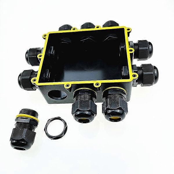 Vedenpitävä IP68-liitäntärasia ulkokäyttöön - 4-tie suurempi kaapeli, sähköliitäntärasian liitin kaapelille 4–14 mm, ABS + PVC