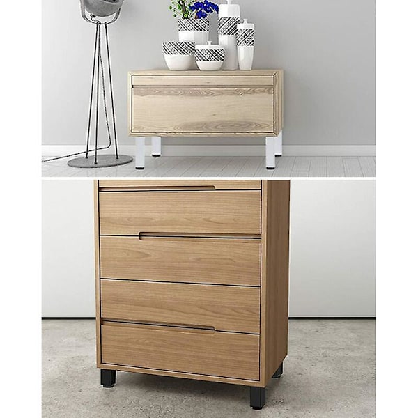 Badeværelsesmøbelben Sæt med 4 Design: Mat Sort Højde: 18cm (+1.5cm) justerbar, 5-40cm valgfri Vinkelform: 3.8 x 3.8cm Materiale: Aluminium S