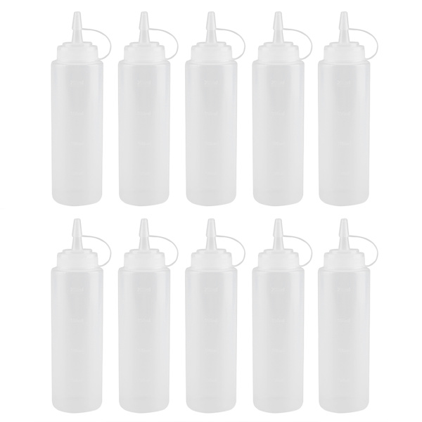 240 ml 10 stk. / sæt plastikkrydderidispenser til sauce, olie, fløde, eddike (hvid)