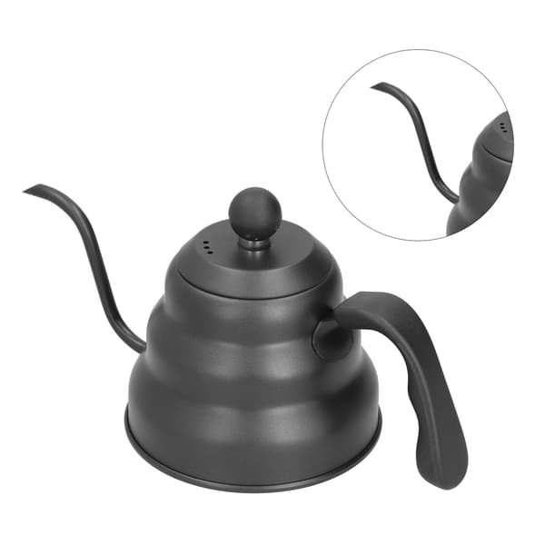 PTFE Rustfrit Stål Tekande Kaffekedel Svanehals Tud Hæld Over Kaffemaskine Drypkedel Sort 1,2L