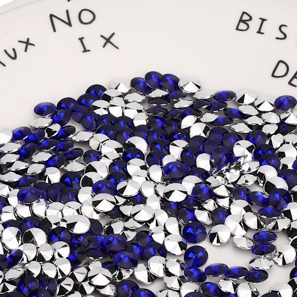 1000 st 8 mm Strass Stenar Silverpläterad Botten Akryl Diamant för Bröllop DIY Naglar Skönhet Dekoration Royalblå