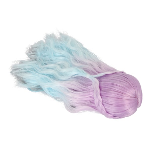 1/6 docka peruk gradient färger lockig stil hög elasticitet utjämning docka gör hår för ersättning dekoration DIY gradient lila