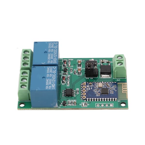 Relémodul 2-kanals Bluetooth-kort APP fjernkontroll med lysindikator DC 12V