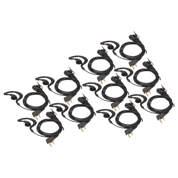 Tovejs radio øresnegl Universal K Head 2 Pin galvanisering Walkie Talkie Headset med mikrofon 10 stk sæt