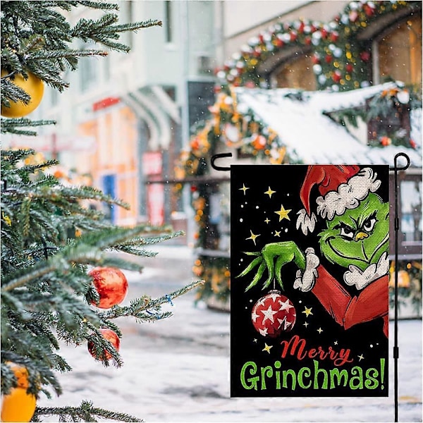 Glædelig Jul Haveflag 30x45 cm Dobbelt Sidet, Snemand Gårdflag Have Udendørs Dekoration