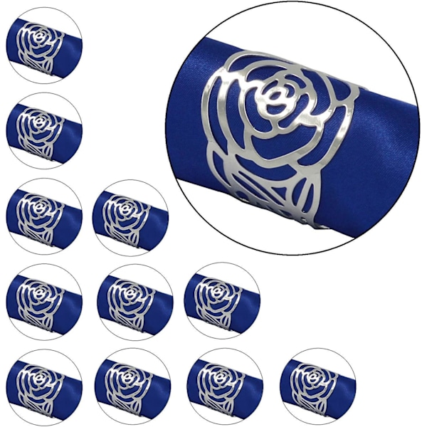 12 stk Serviettringer, Serviettring Metall Åpen Arbeid Serviettholder Blomst Mønster Dekorativ Ring for Bryllup Bankett Bursdagsfest.
