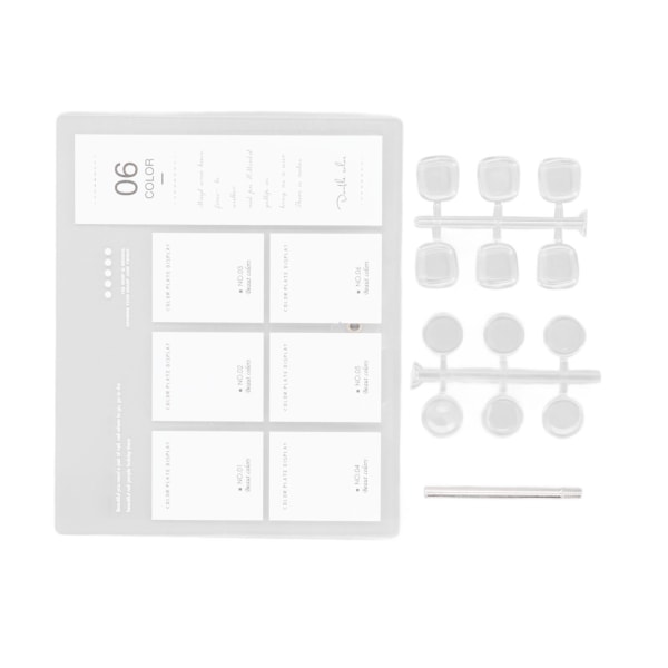 6-färgs nagelfärgsdisplaytavla Akryl Återanvändbar multifunktionell klar nail art
