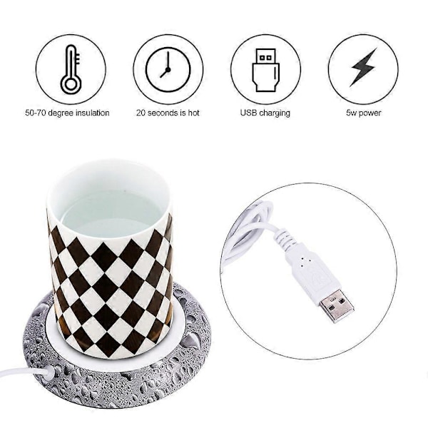 Isolasjonskrusbrikke, USB Kaffekopp Varmeplate, Elektrisk Koppvarmer for Tekopp