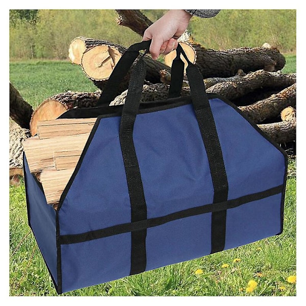 Filtveske 61 x 29 x 42 cm med håndtak for å bære ved, leker, aviser, dagligvarer osv. (marineblå)