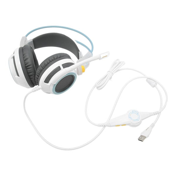 Gaming Headset Virtuel 7.1 Surround Sound LED-belysning In Line-kontroller USB Gaming-hovedtelefon med støjreducerende mikrofon