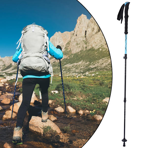 7075 Aluminiumlegering Utomhus Klättring Stretchable Trekking Pole Alpenstock Utomhus Lås Caneblue