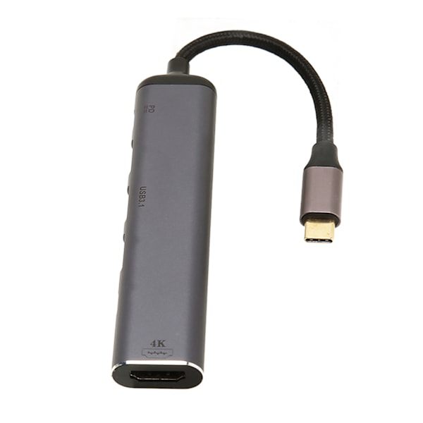 USB C -telakointiasema 7 in 1 punottu lanka 100 W 4K tuettu monitoimi USB C -keskitin kannettavalle pöytätietokoneelle