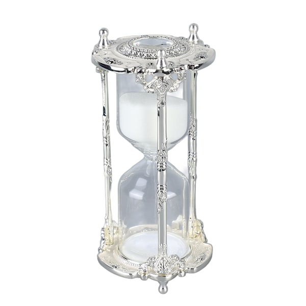 Antik Sand Timeglas Timer Metal Elegant 15 Minutter Dekorativ Timeglas til Bryllup Hjemmekontor Hvid