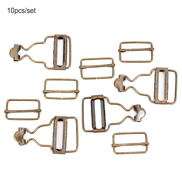10 st/ set Metall Justerbar rem Spännen Knapp för Haklapp Byxor Jeans Barnkläder 2,7 cm (Brons)