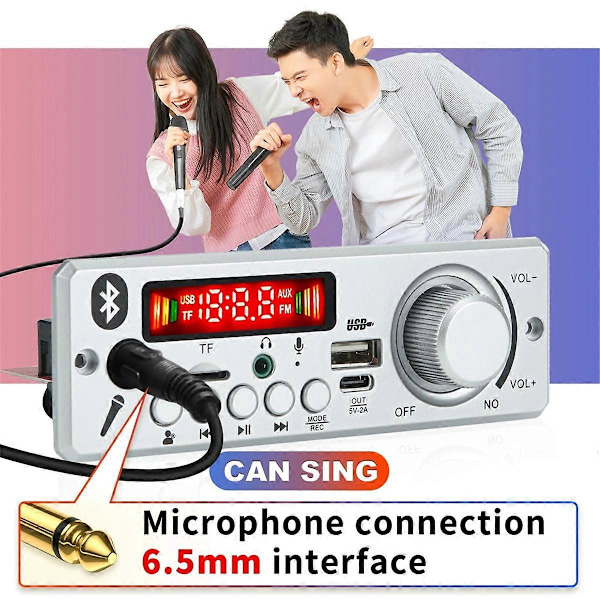 Bluetooth MP3 WAV-dekoderkort 80W Förstärkare Handsfree Bilradio Mikrofon