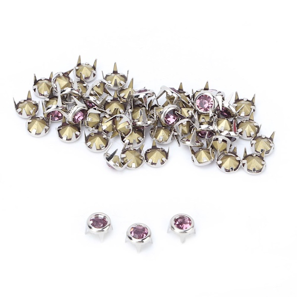 50 STK 7 mm DIY Silver Rhinestones av klasse krystall for håndverk og dekorasjon (rosa)